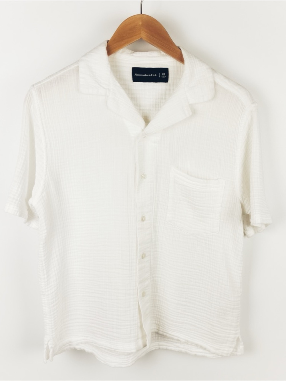 Abercrombie & Fitch Short Sleeve 100% Cotton Gauze Button Down Shirt White XS